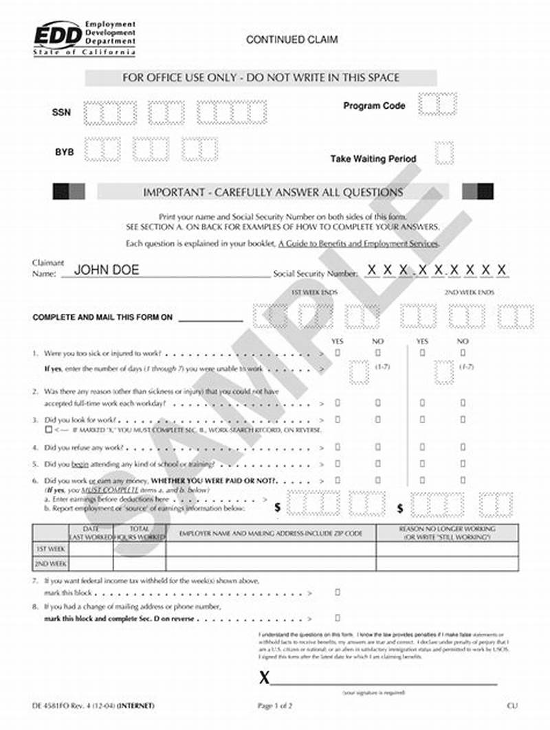 Edd Continued Claim Form Example