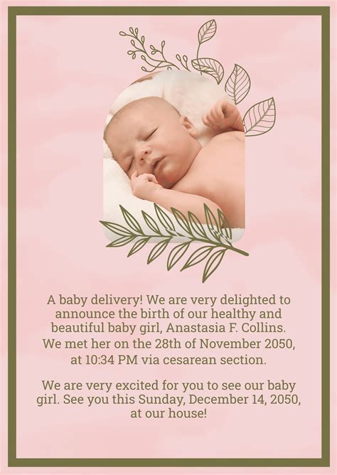 Editable Baby Announcement Template Free