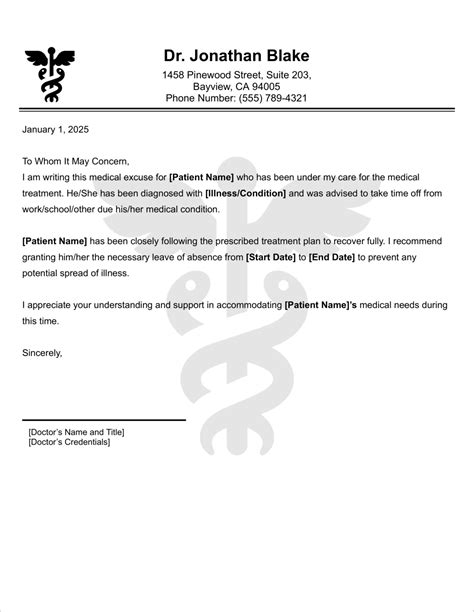 Editable Doctors Note Template