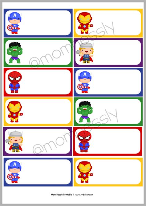 Editable Free Printable Avengers Name Tag