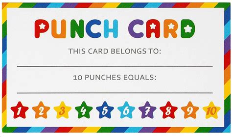 Editable Free Printable Punch Cards
