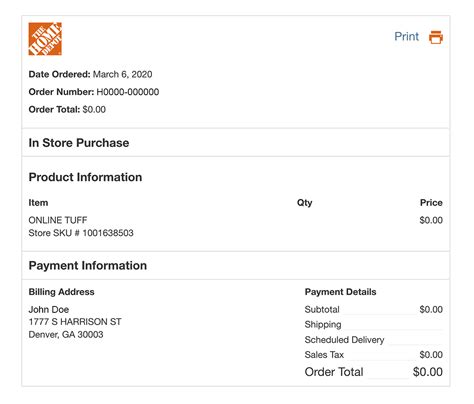 Editable Home Depot Receipt Template
