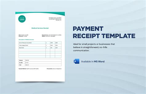 Editable Payment Receipt Template Word
