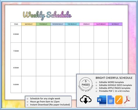 Editable Weekly Schedule Template