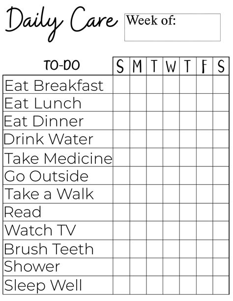 Elderly Daily Schedule Template