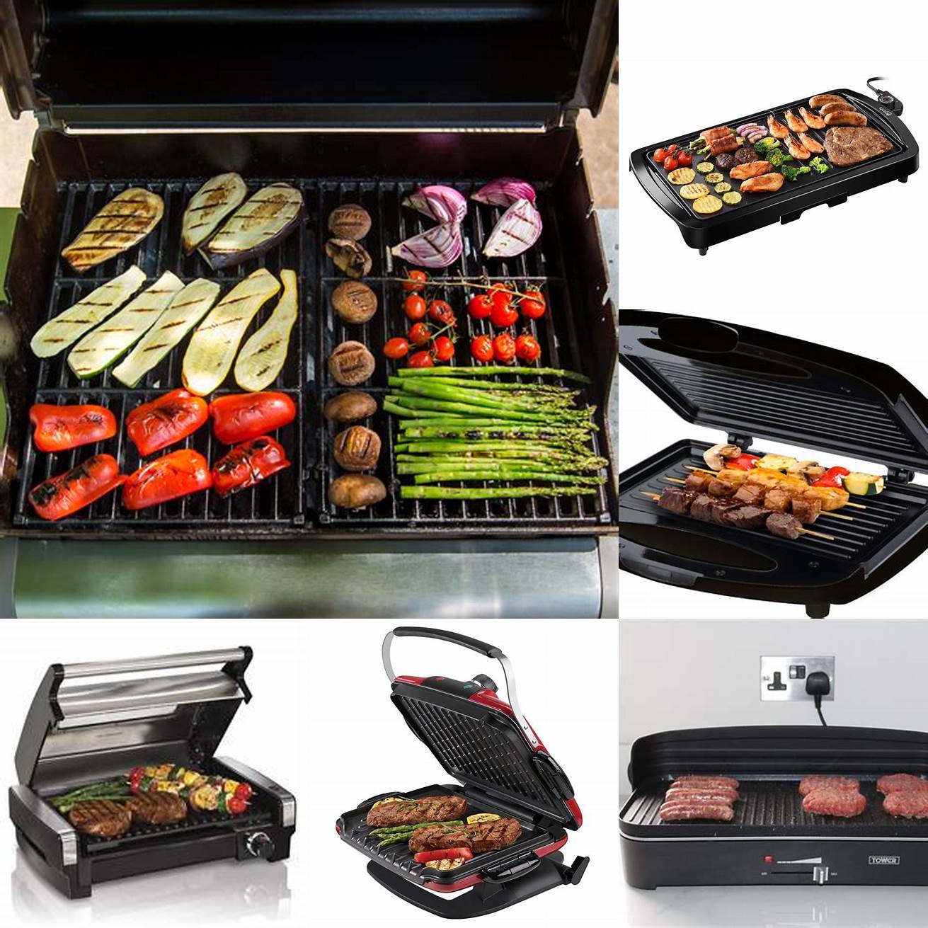 Electric grill with grilled vegetables