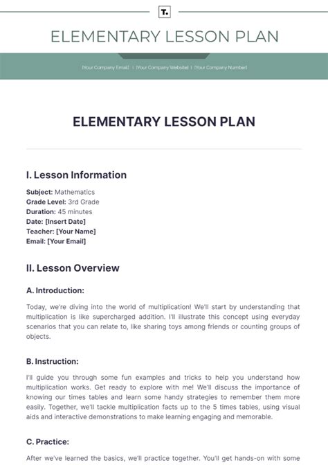 Elementary Lesson Plan Template