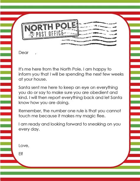Elf Letter Template Free