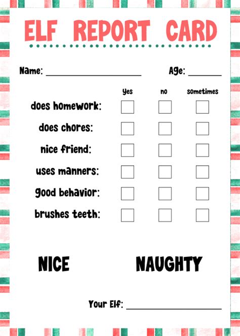 Elf On The Shelf Report Card Free Printable