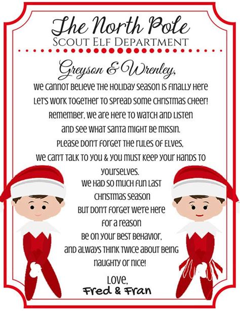 Elf Return Letter Free Printable