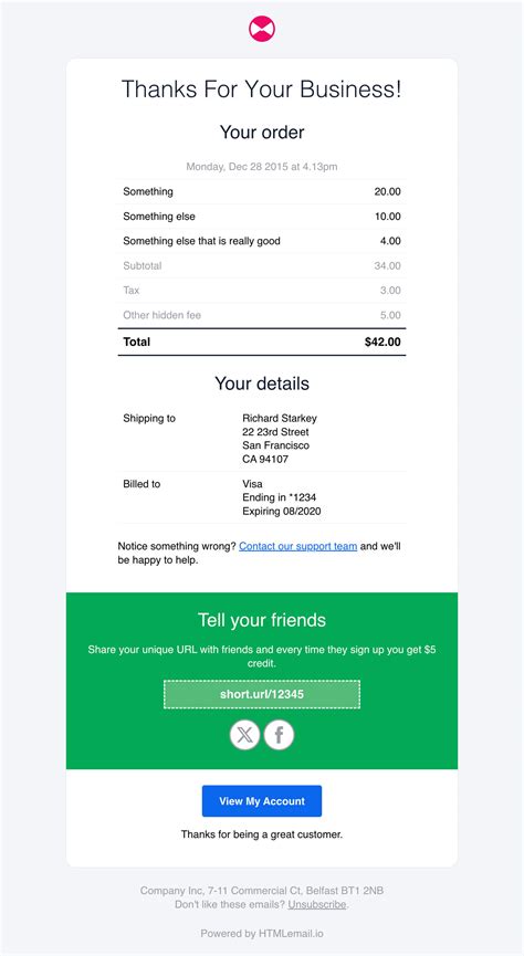 Email Receipt Template
