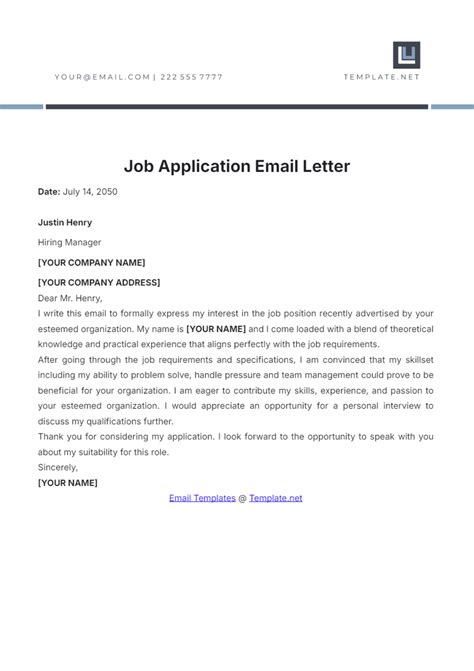 Email Template For A Job