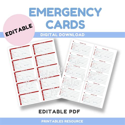 Emergency Card For Wallet Printable