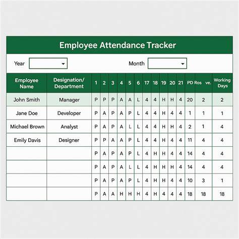Employee Attendance Tracker Template Free