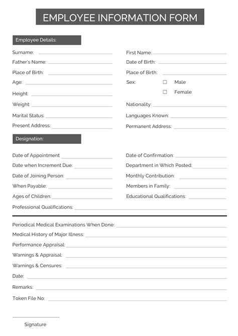 Employee Info Form Template