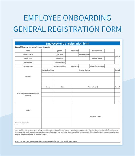 Employee Onboarding Form Template