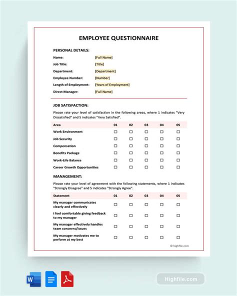 Employee Questionnaire Template