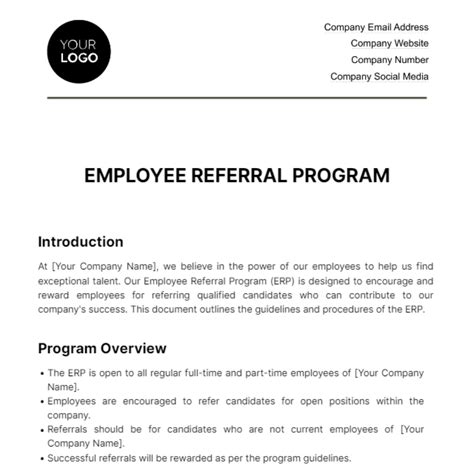 Employee Referral Program Template