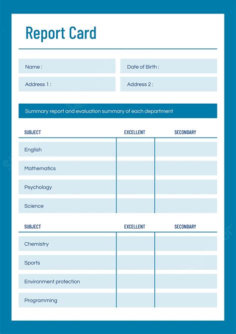 Employee Report Card Template