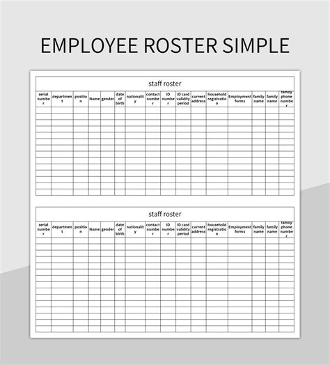 Employee Roster Template Excel