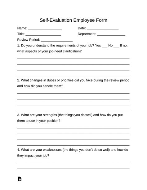 Employee Self Evaluation Templates