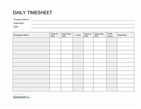 Employee Time Clock Template