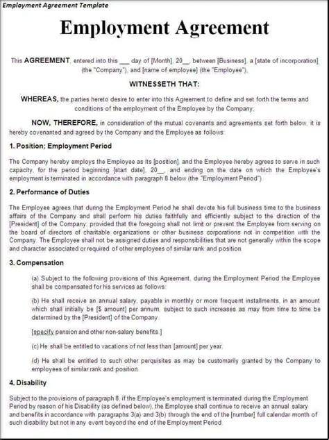 Employment Agreement Templates