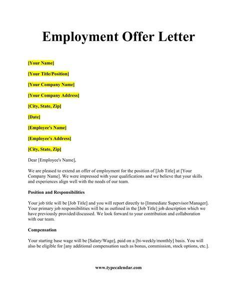 Employment Offer Letter Templates