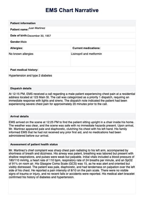 Emt Narrative Template