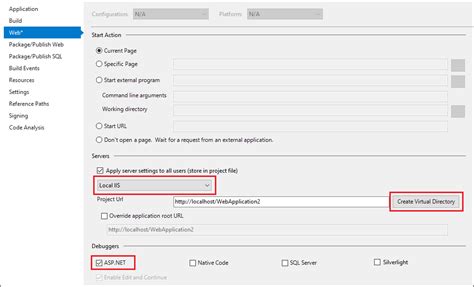 ASP.NET Debugging Enabled in Project Properties