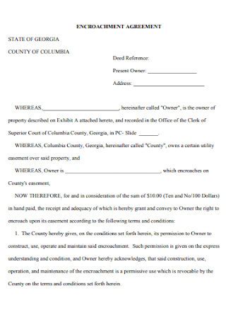 Encroachment Agreement Template