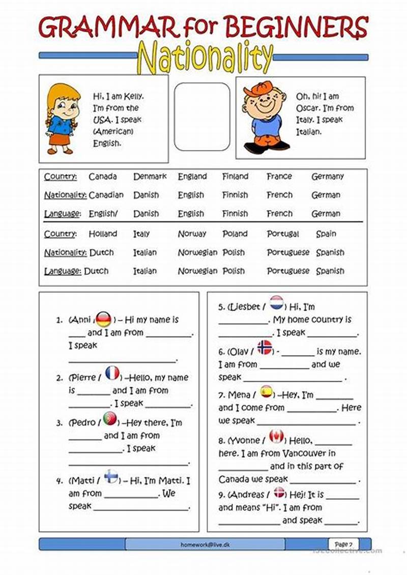 English Lessons For Beginners Printable