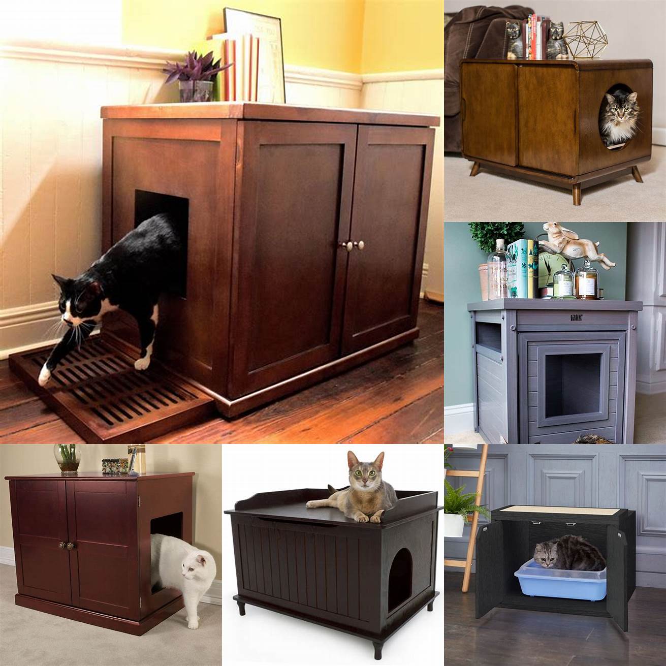 Enhances decor Cat litter box enclosures come in a variety of styles and designs which means you can choose one that complements your homes decor