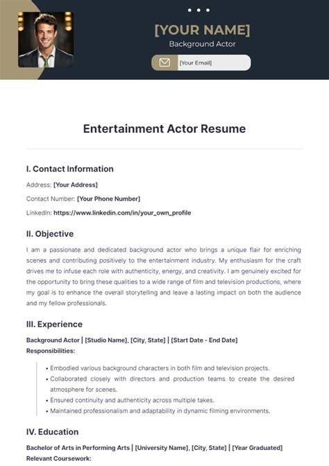 Entertainment Industry Resume Template