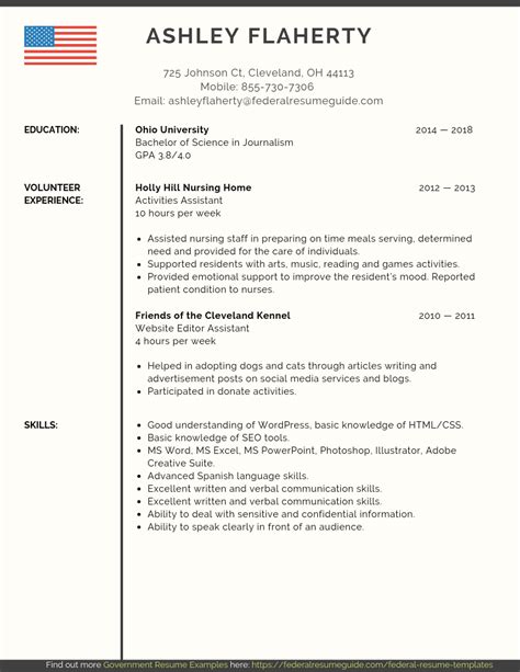 Entry Level Federal Resume Template