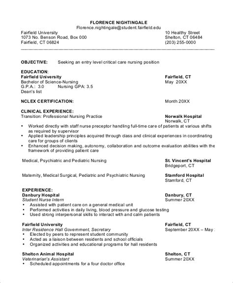 Entry Level Nurse Resume Template