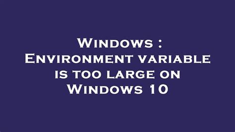 Environment variable is too large on Windows 10