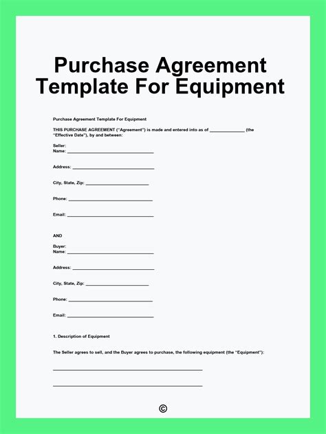 Equipment Purchase Contract Template