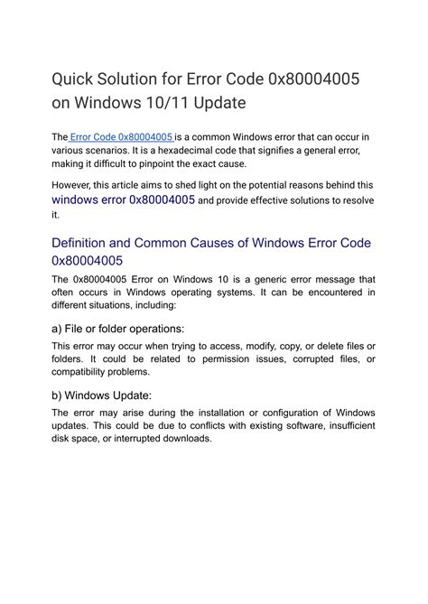 Common Causes of the 0x80004005 Error