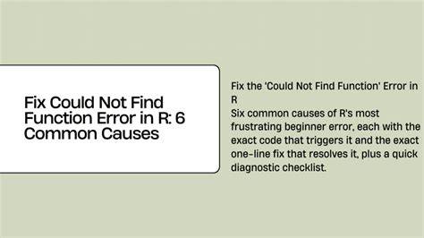 Error could not find function  in R