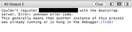 Error when testing on iOS simulator Couldnt register with the bootstrap server