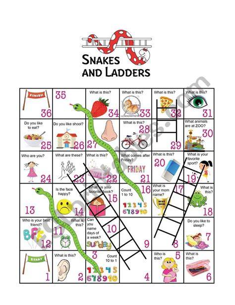 Esl Snakes And Ladders Game Printable