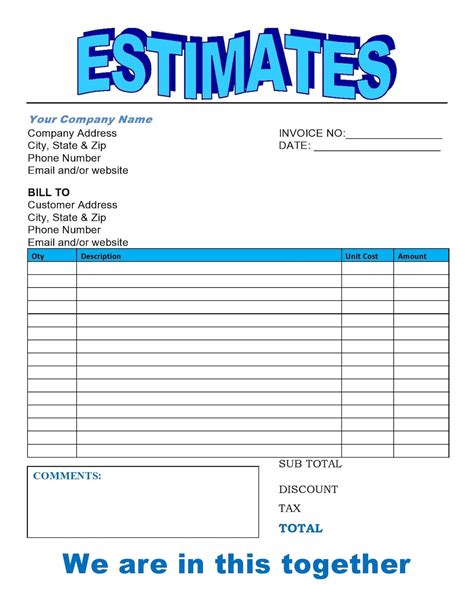 Estimate Invoice Template