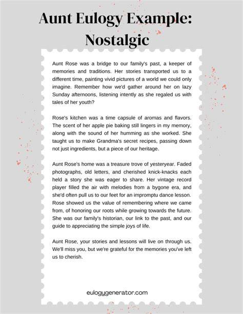Eulogy Template For Aunt