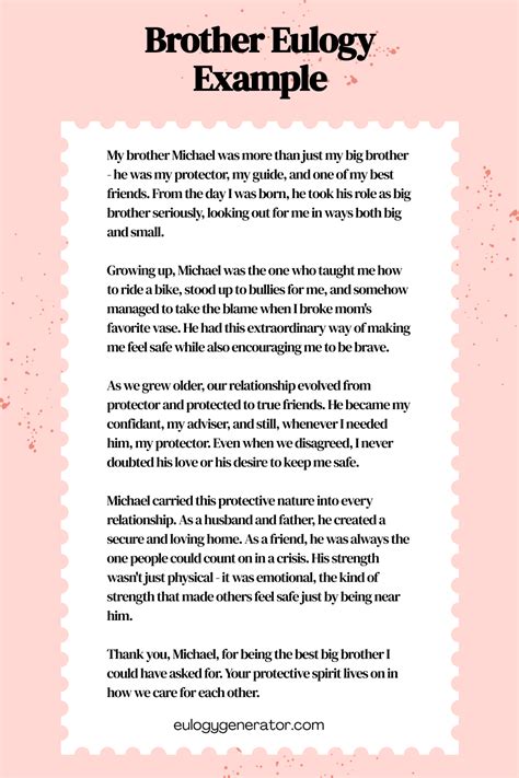 Eulogy Template For Brother