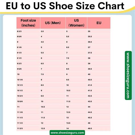 Euro Us Shoe Size Chart