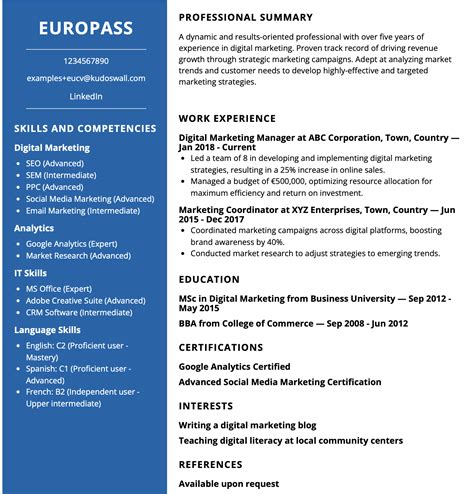 European Pass Cv Template