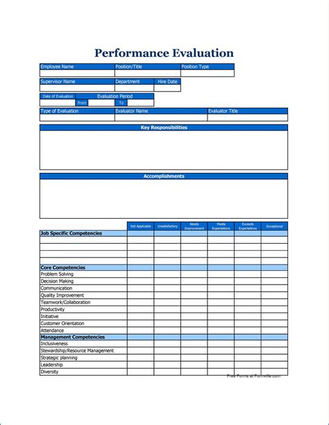 Evaluation Performance Template