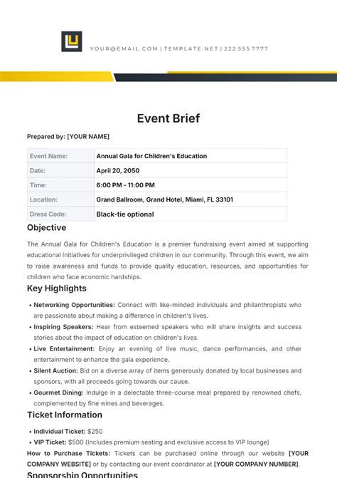 Event Brief Template