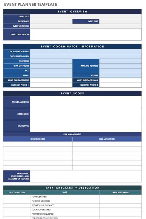 Event Planner Template Excel